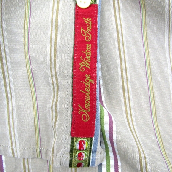 Robert Graham Beige Multicolor Check Stripe Shirt Button Front Cuff Size XL - Picture 6 of 11